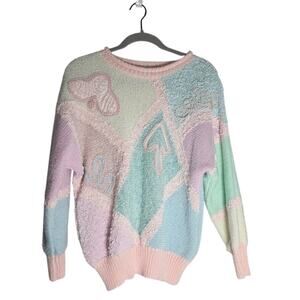 Women's Medium Vintage 80s Jaclyn Smith Sweater Pastel CottageCore Coquette Cozy